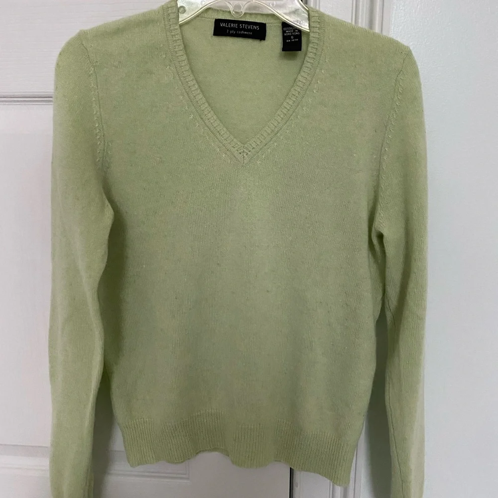 Valerie Stevens pale green 100% cashmere - Picture 1 of 4